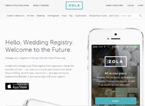 Приложение Zola предназначено для создания свадебных виш-листов